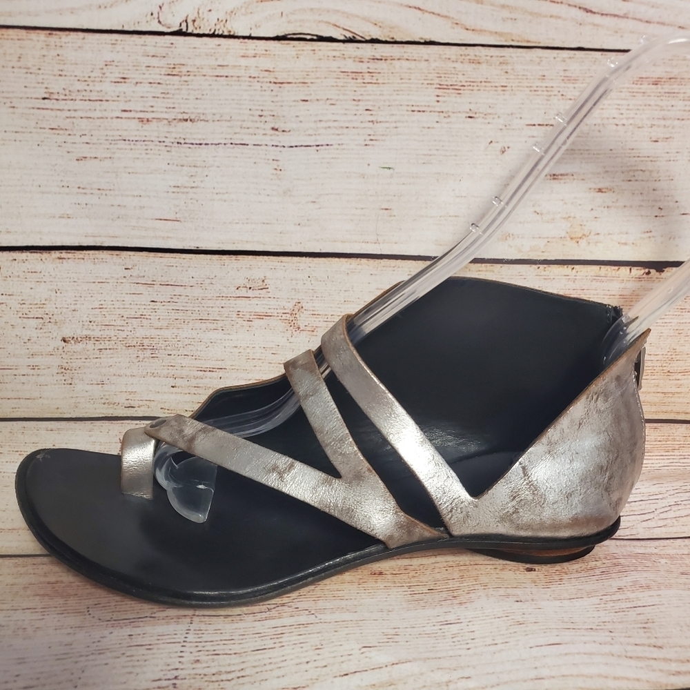 CYDWOQ Womens EU 36.5 US 6.5 Civilian Metallic Silver Leather Sandals Shoes - Picture 8 of 12